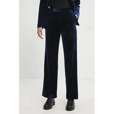 Answear Lab Кадифен панталон Answear Lab в тъмносиньо с широка каройка, с висока талия (P2228.HWK)