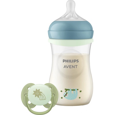 Philips Avent dojčenská fľaša Natural Response AirFree SCY673/01 260 ml + cumlík Ultra Soft Night