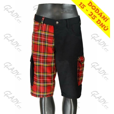 Punk kraťasy KAPSÁČE ČERNÁ ČERVENÉ KÁRO pánské