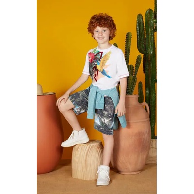 GUESS Тениска с къс ръкав в бяло за момче с цветна щампа Guess