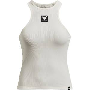 Under Armour Project Rock Rib Tank Womens - Ivory/Black