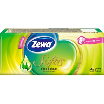 Zewa Softis Aloe Balsam papierové vreckovky 4-vrstvové 10 x 9 ks
