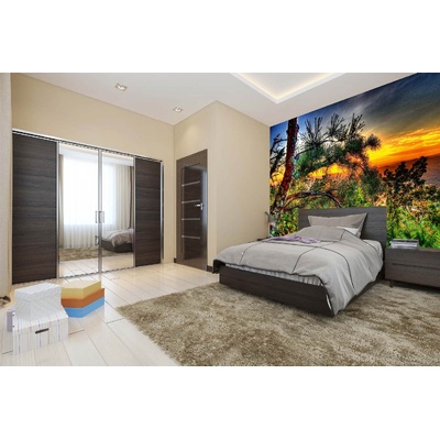 DIMEX ART Самозалепваща се флизелинова фототапета борови дървета и залез 375 x 250 см