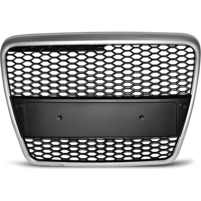 Решетка без емблема Audi A6 4F (2004-2008) - silver рамка RS Look (GRAU38)