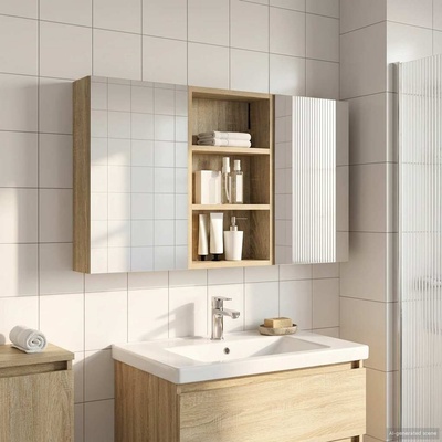 vidaXL Комплект шкафове за баня с рафт с врата 3 pcs 90 x 10, 5 x 50 см (3403666)