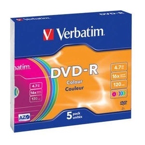 Verbatim DVD-R(5-Pack)Slim/Цветен/16x/4.7GB (43557)