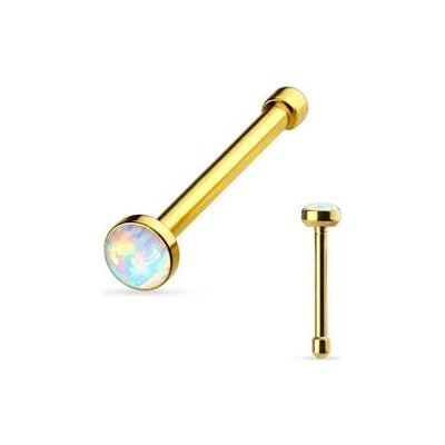 Šperky4U zlacený piercing do nosu opál N0010