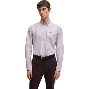 HUGO BOSS Риза с дълъг ръкав Boss Men's Roan Long Sleeve Oxford Shirt - Dark Red