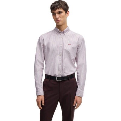 HUGO BOSS Риза с дълъг ръкав Boss Men's Roan Long Sleeve Oxford Shirt - Dark Red