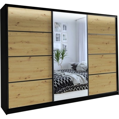 Nejlevnější nábytek Harazia 250 so zrkadlom čierny mat/dub artisan