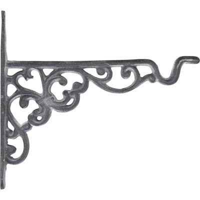 Šedá antik litinová konzole s háčkem - 19*2*17cm - Chic Antique