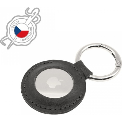 FIXED kožený obal s karabínou pre AirTag čierny FIXWAT-C2-BK