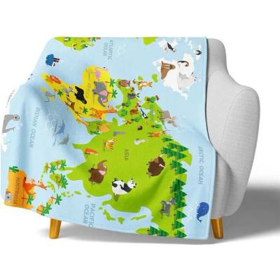 TipTrade Dětská fleecová deka Mapa zvířat