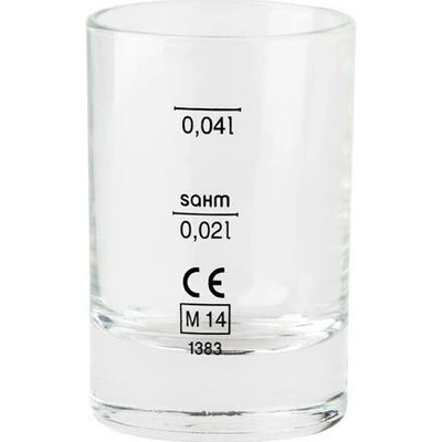 Skleněná odměrka 2 / 4 cl s cejchem CE