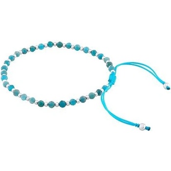 Silvego Textilný náramok Sue modrý so striebornými korálkami a prírodným Apatitom ONE1079BAP