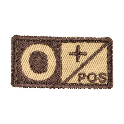 MILITARY RANGE Nášivka krvná skupina 0 POZ VELCRO PIESKOVÁ