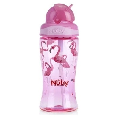 Nuby hrnek netekoucí se sklápěcím brčkem růžová 360 ml – Zboží Dáma