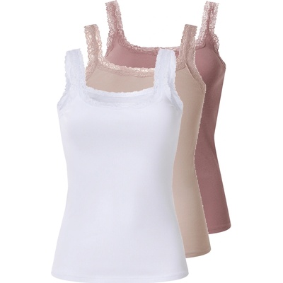 esmara ádmský vroubkovaný top s krajkou, 3 ks tmavě růžová / světle růžová / bílá – Hledejceny.cz