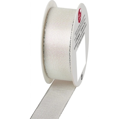 Stuha textilní saténová, 2 m x 25 mm, bílá