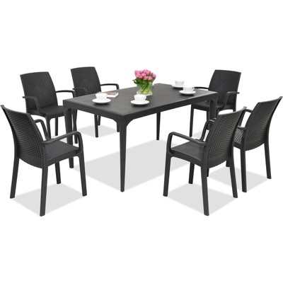 BICA Стилен комплект за хранене Oslo/Indiana 6 антрацит Bica (BC435ANT-6xBC9093ANT)