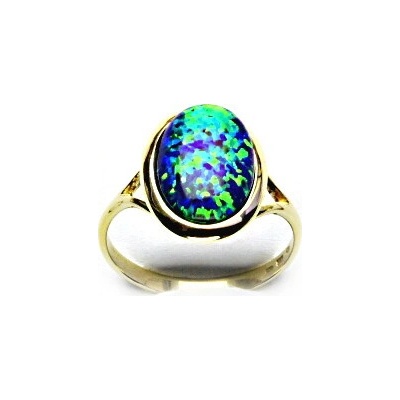 Čištín zlatý syntetický zelený opál žluté zlato T 1454