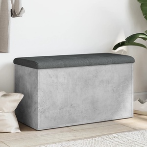 vidaXL Пейка за съхранение, бетонно сив, 82x42x45 см, инженерно дърво (835050)