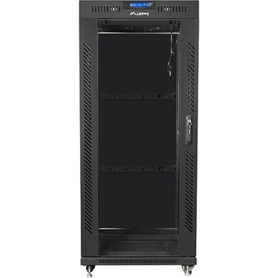 Lanberg rack cabinet 19" free-standing 27U / 600x600 self-assembly flat pack with glass door LCD, black (FF01-6627-12BL)