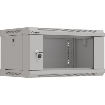 Lanberg Комуникационен шкаф Lanberg rack cabinet 19" wall-mount 4U/540x350 (flat pack) with glass door grey (WF03-5304-10S)
