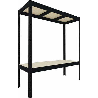 Biedrax Veľký regál do pivnice 60 x 160 x 180 cm, čierny, 2 police OSB 10mm, nosnosť 400 kg na policu