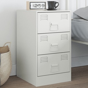 vidaXL Нощно шкафче, бяло, 34, 5x39x62 см, стомана (841785)