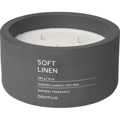 Blomus (Германия) Ароматна свещ BLOMUS FRAGA с аромат Soft Linen - Ø13 х 6.5 см - цвят магнитно сиво (BLOMUS 65958)