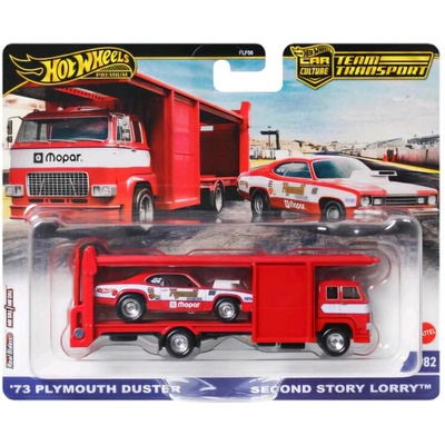 Mattel Hot Wheels Premium Car Culture Team Transport 73 Plymouth Duster and Second Story Lorry