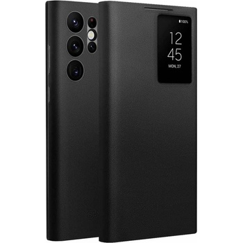 Qialino Активен Кожен Калъф за Samsung S22 Ultra, Qialino Smart View Book Case, Черен (5906601061502)