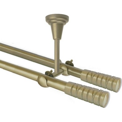 OK-GarnýžeCZ Garnýž kovová dvouřadá 16mm Torino double zlatá antik 470 cm do stropu / na tunýlek - bez kroužků