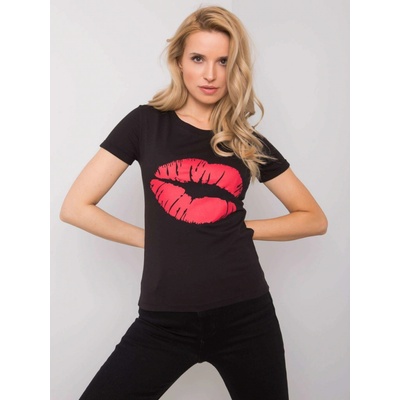 BASIC dámské tričko s červenou pusou tw-ts-bl-001.99 black
