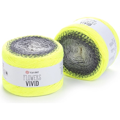 Yarn Art Flowers Vivid 502 světle šedá, tmavě šedá, neonově žlutá