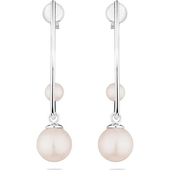 Image 1 of Swan Сребърни обици със сладководни бели перли GE004 Swan