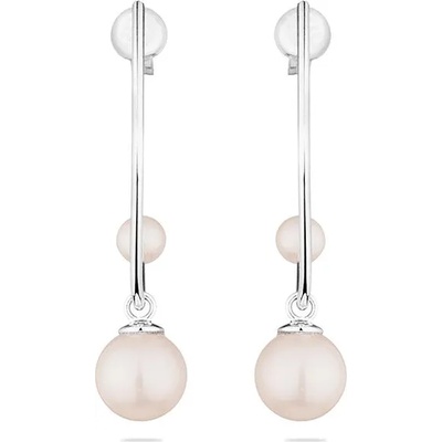 Swan Сребърни обици със сладководни бели перли GE004 Swan