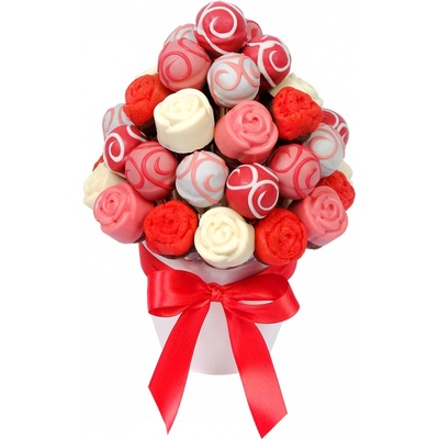 Dortová kytice Růžový popcake Velký (L)