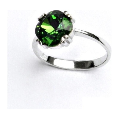 Čištín Stříbrný se Swarovski krystalem krystal emerald prstýnek T 1225