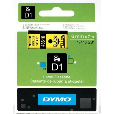 Páska Dymo D1 6 mm x 7m černý tisk/žlutý podklad, 43618, S0720790