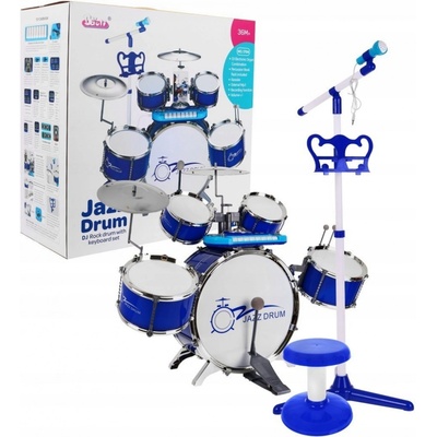Ramiz Dětská bicí souprava modrá s klávesami a mikrofonem pro děti 3