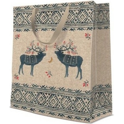 PAW AGB2010310 Ethno Deers, vianočná darčeková taška, rozmer 17x17x6cm, veľkosť SQUARE