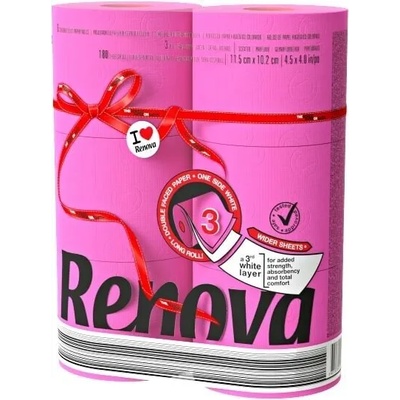 Renova луксозна тоалетна хартия 3 пластова цикламена 6 ролки