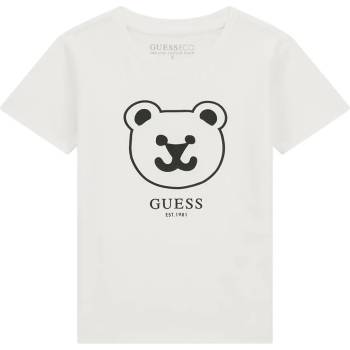 GUESS Тениска за мини момче с къс ръкав в бял цвят и сладко мече Guess