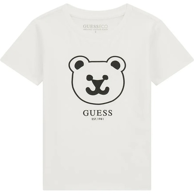 GUESS Тениска за мини момче с къс ръкав в бял цвят и сладко мече Guess
