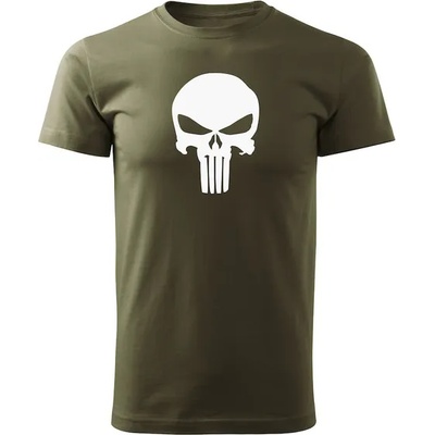 DRAGOWA Тениска с къс ръкав Punisher, маслиненозелена, 160 г/м2 (6444)