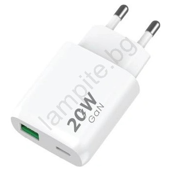 WINNER GROUP-WG - Адаптер за бързо зареждане 1xUSB-C + 1xUSB-A Power Delivery 20W бял (WN0052)