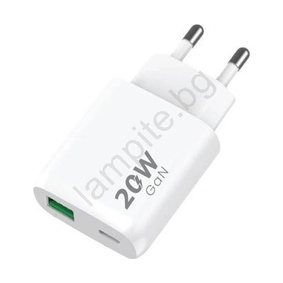 WINNER GROUP-WG - Адаптер за бързо зареждане 1xUSB-C + 1xUSB-A Power Delivery 20W бял (WN0052)