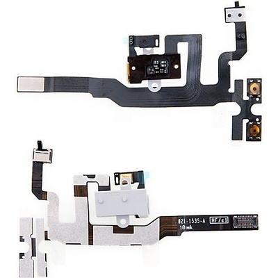 AppleMix Flex kábel s audio konektorom, vypínačom, ovládaním hlasitosti a horným mikrofónom pre Apple iPhone 4S - biely - kvalita A+